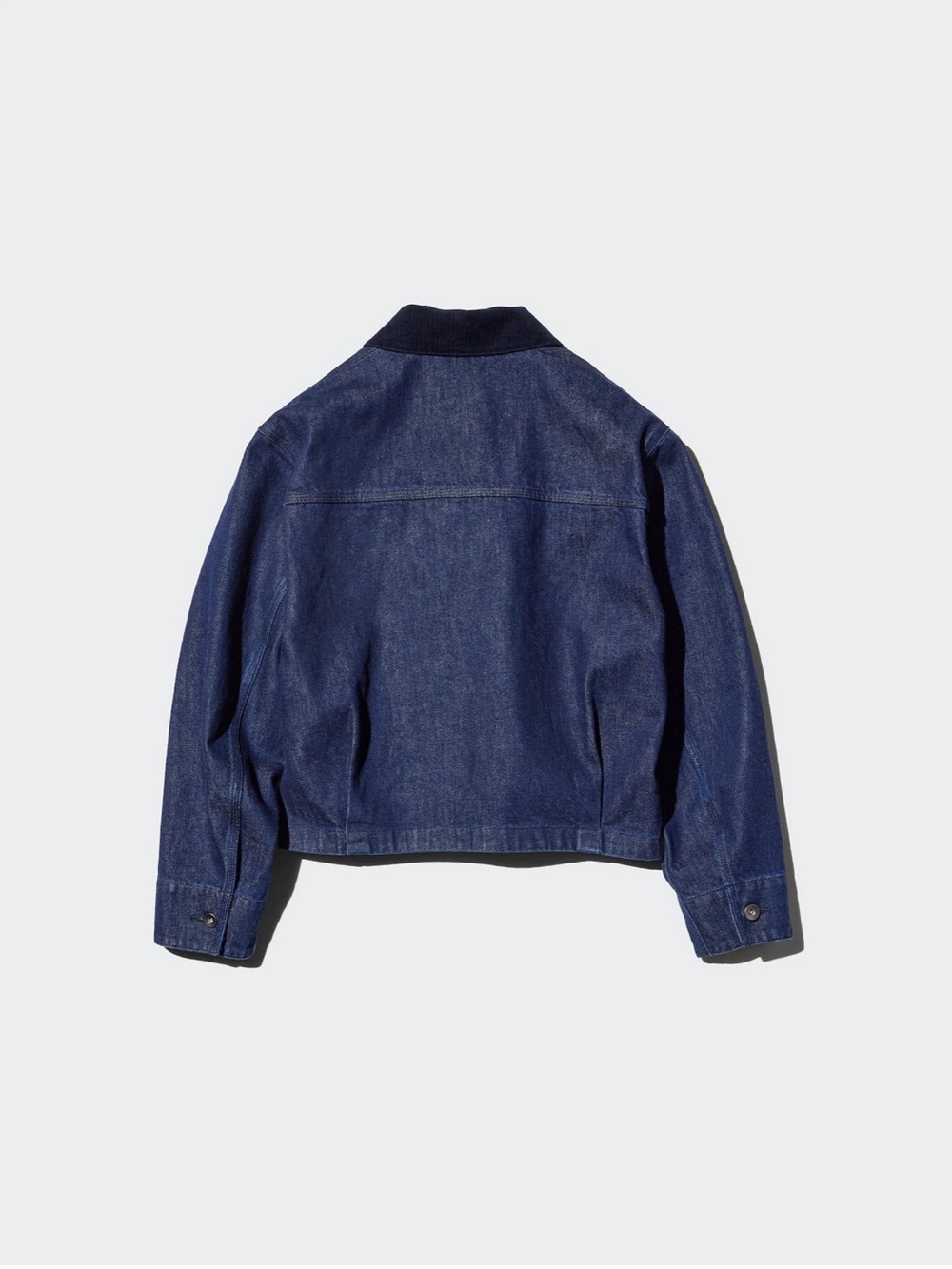 Uniqlo zip-up short jacket in navy/rinse/dark denim - new with tags - Picture 3 of 10